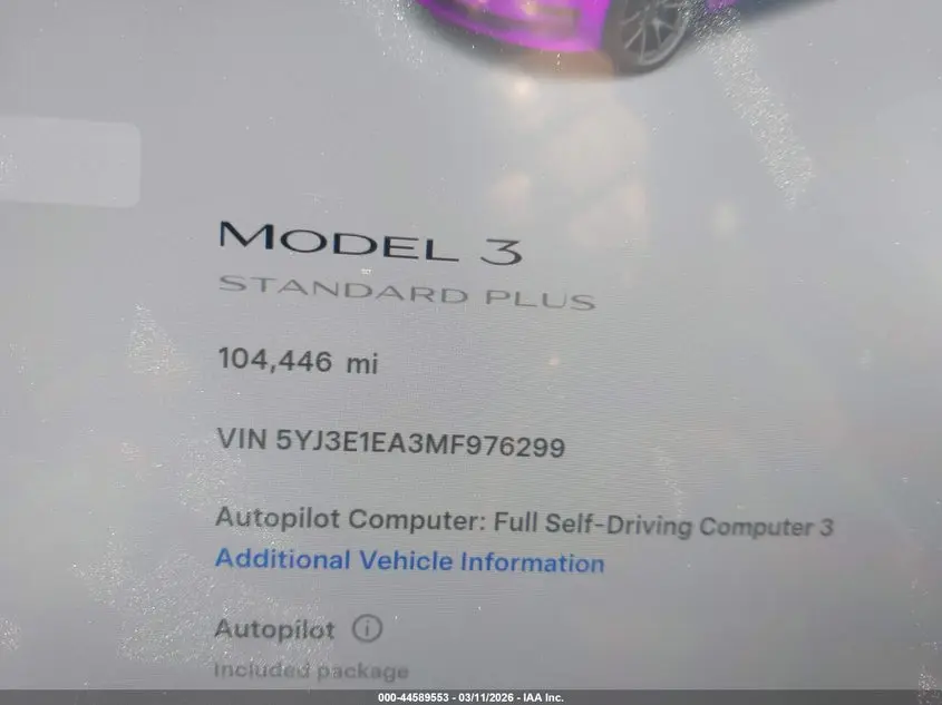 2021 TESLA MODEL 3 STANDARD RANGE PLUS REAR-WHEEL DRIVE