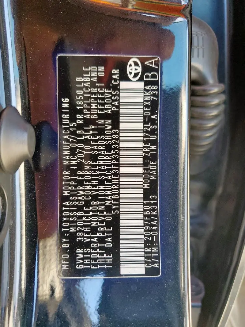 2015 TOYOTA COROLLA L  