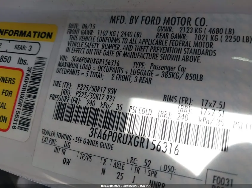 2016 FORD FUSION HYBRID TITANIUM