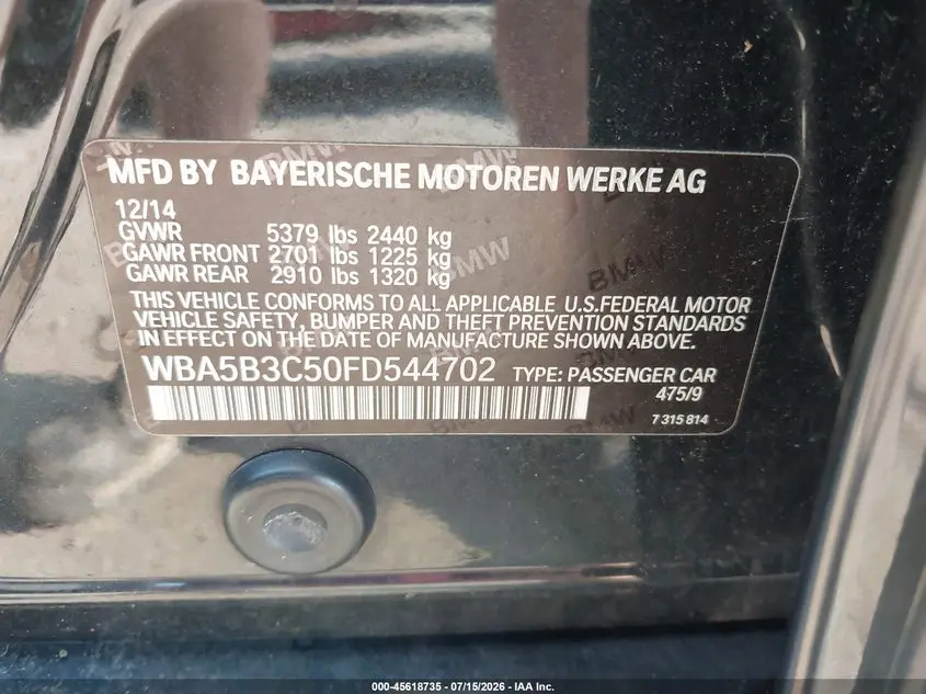 2015 BMW 535I XDRIVE