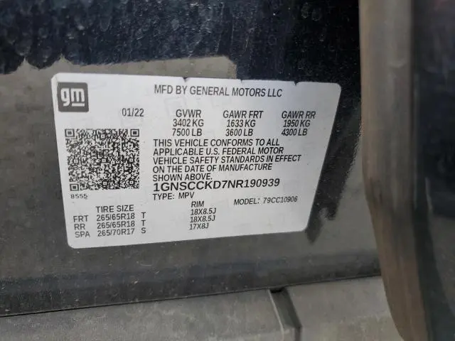 2022 CHEVROLET SUBURBAN C1500 LT  