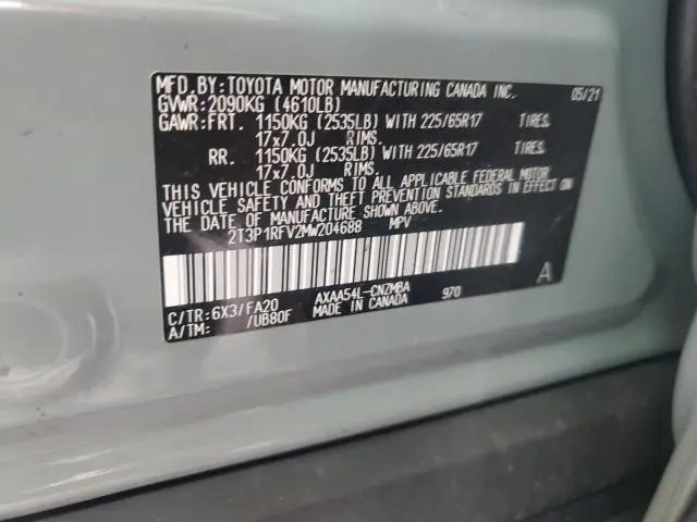 2021 TOYOTA RAV4 XLE  