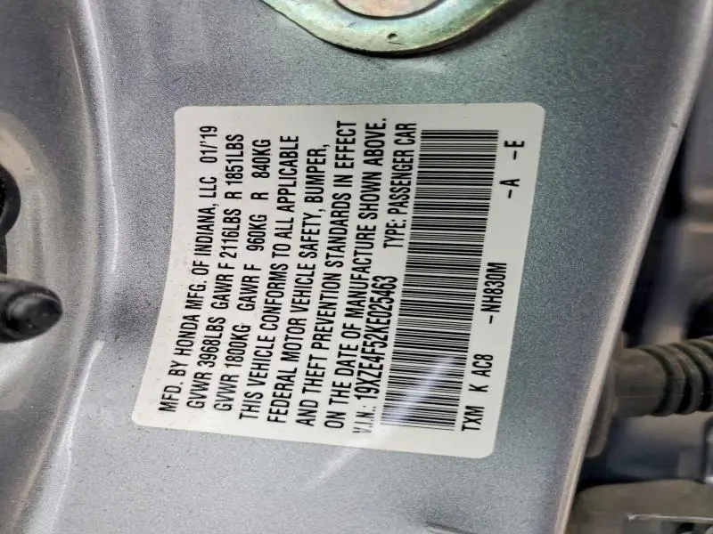 2019 HONDA INSIGHT EX  