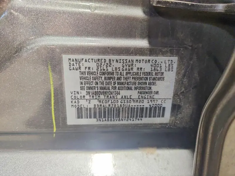 2022 NISSAN SENTRA SR  