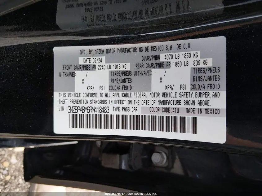 2024 MAZDA MAZDA3 2.5 S SELECT SPORT