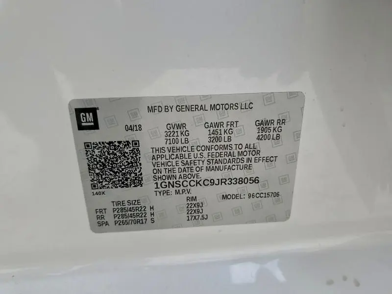 2018 CHEVROLET TAHOE C1500 PREMIER  