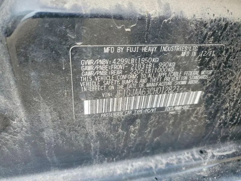 2012 SUBARU IMPREZA   