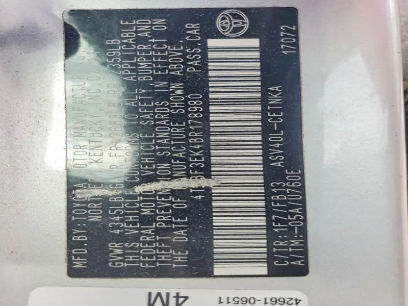 2011 TOYOTA CAMRY BASE  