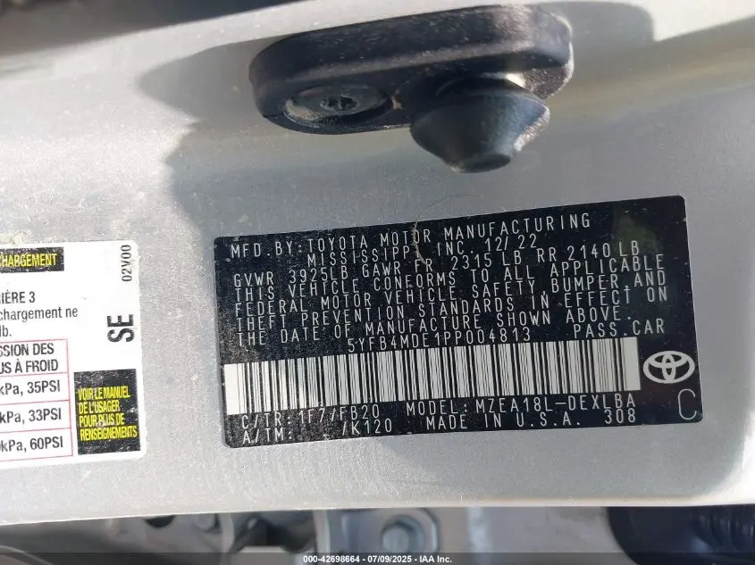 2023 TOYOTA COROLLA LE