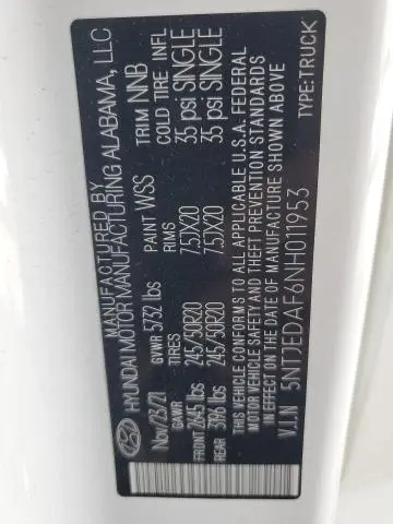 2022 HYUNDAI SANTA CRUZ LIMITED  