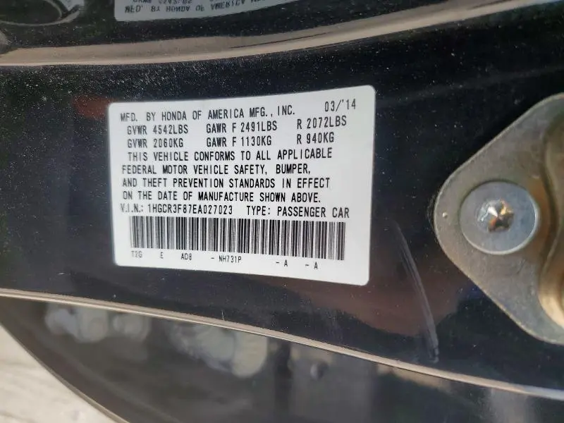 2014 HONDA ACCORD EXL  