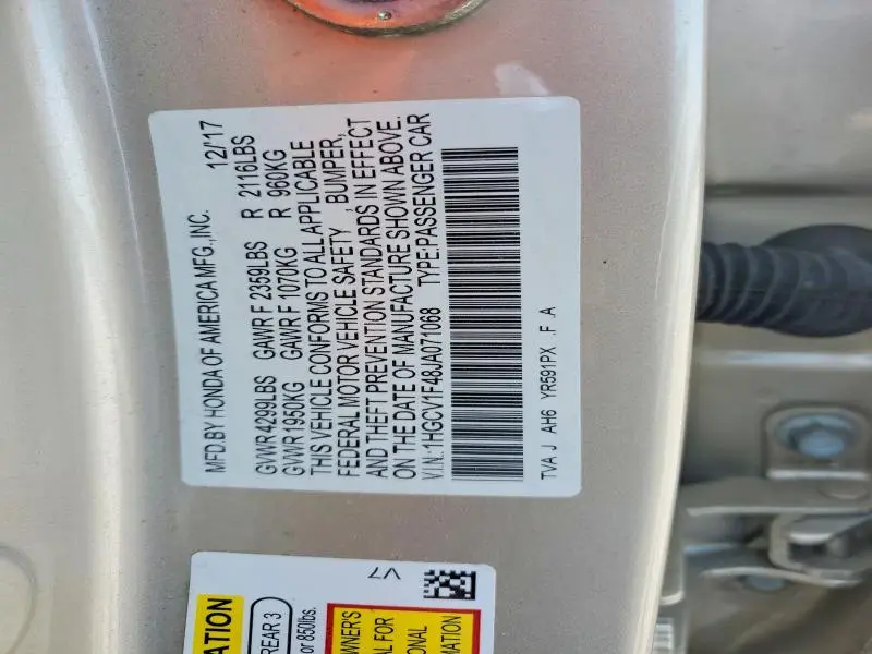 2018 HONDA ACCORD EX  