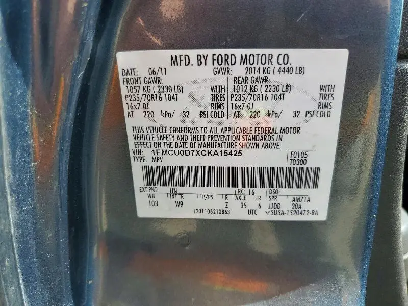 2012 FORD ESCAPE XLT  