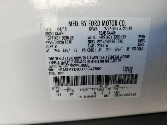 2015 FORD EXPLORER XLT  