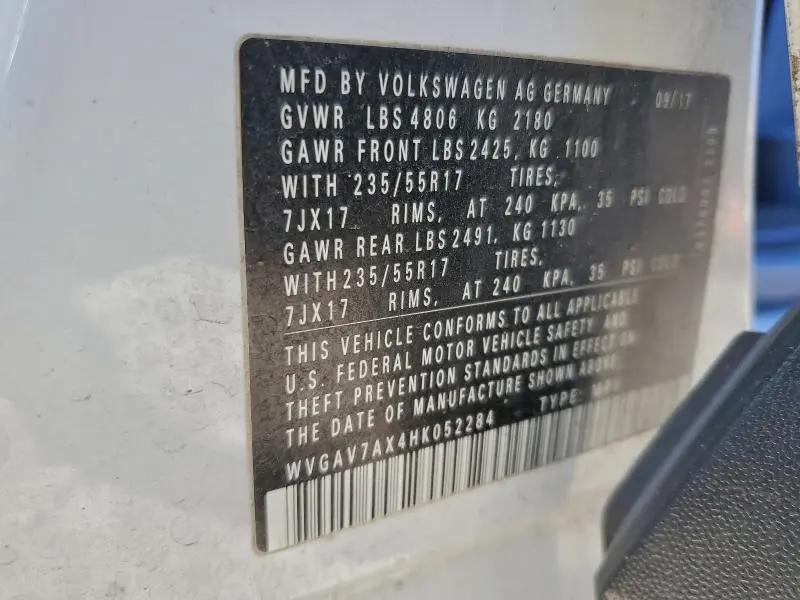 2017 VOLKSWAGEN TIGUAN S  