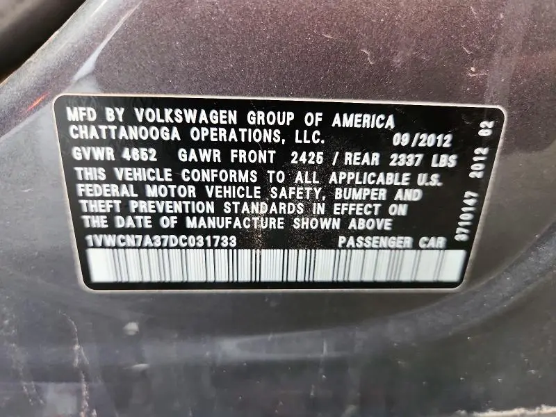 2013 VOLKSWAGEN PASSAT SEL  