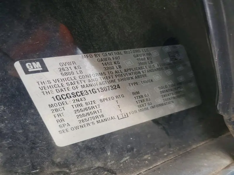 2016 CHEVROLET COLORADO LT  