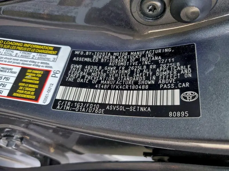 2012 TOYOTA CAMRY BASE  