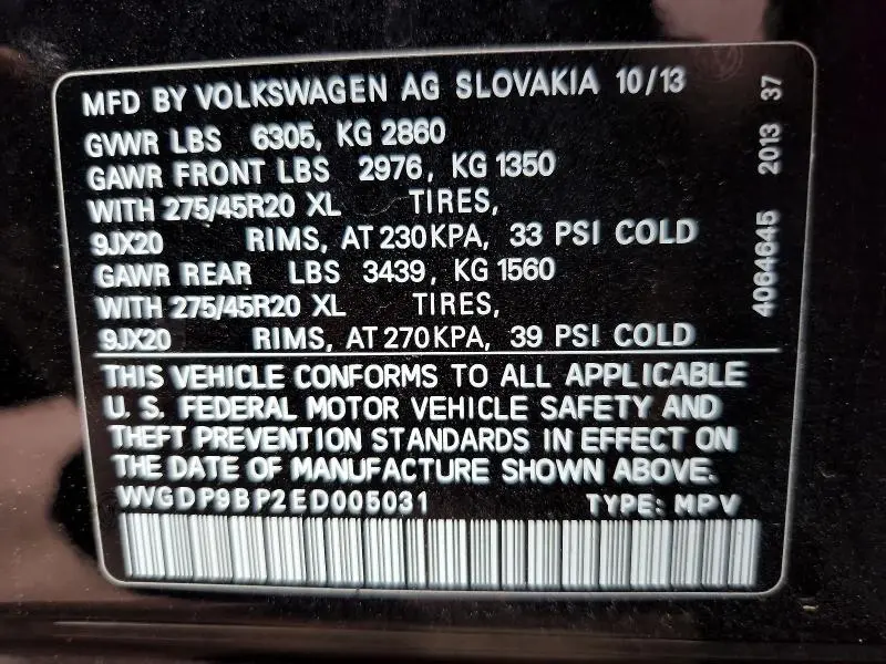 2014 VOLKSWAGEN TOUAREG TDI  