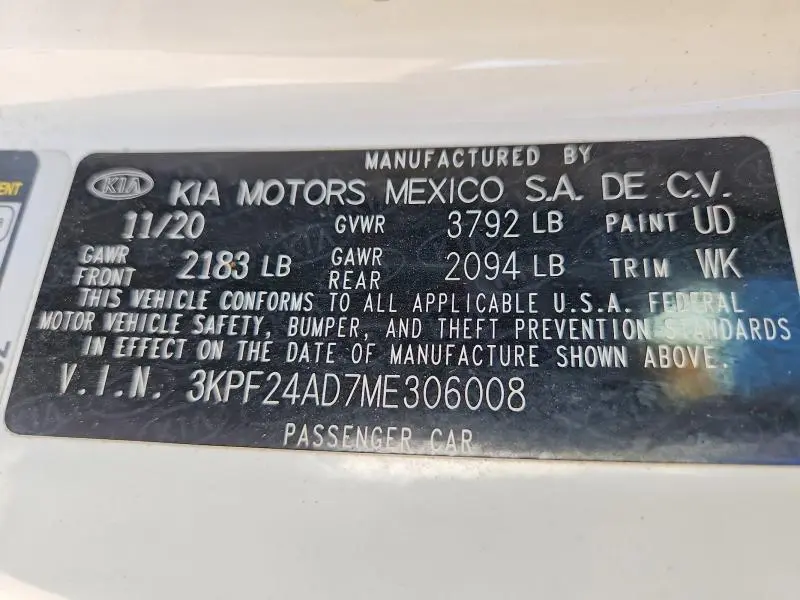 2021 KIA FORTE LXS  