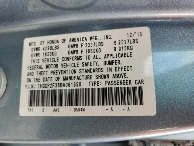 2011 HONDA ACCORD LX