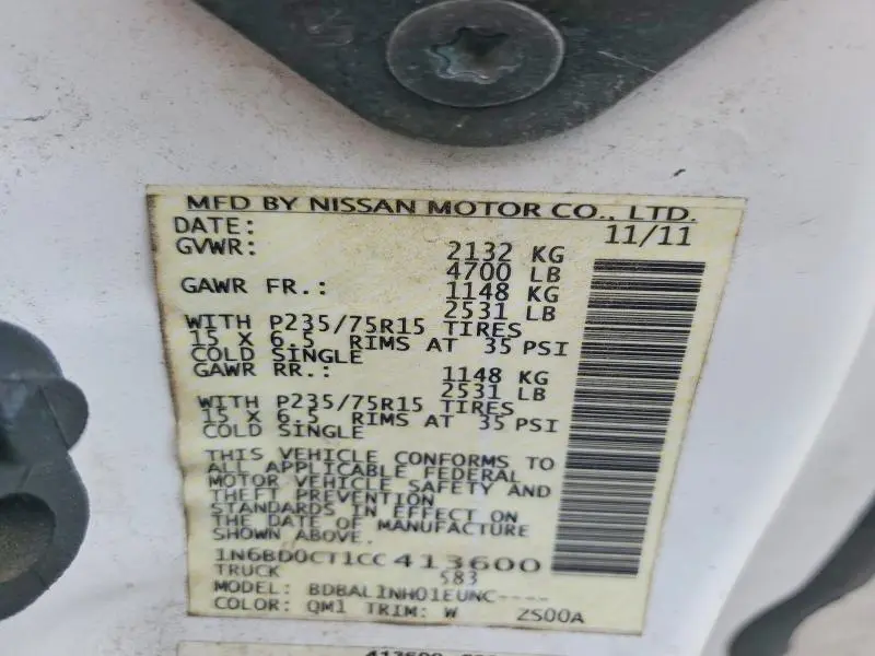 2012 NISSAN FRONTIER S  