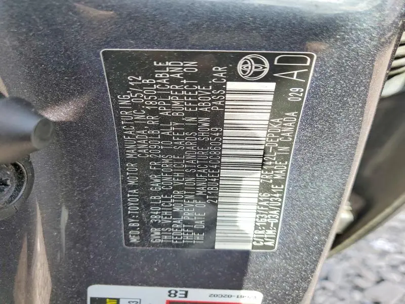 2012 TOYOTA COROLLA L  