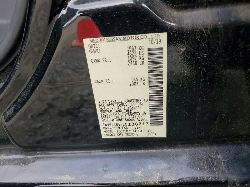 2020 NISSAN ALTIMA S  