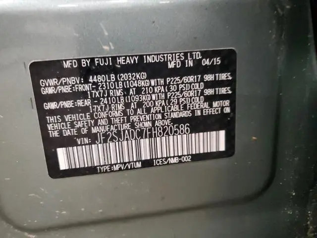 2015 SUBARU FORESTER 2.5I PREMIUM