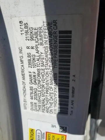 2019 HONDA ACCORD SPORT