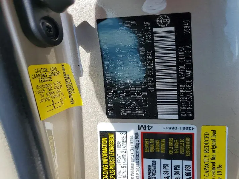 2011 TOYOTA CAMRY LE  