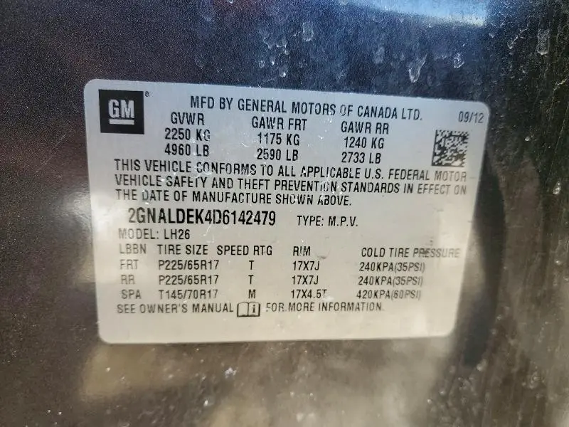 2013 CHEVROLET EQUINOX LT  