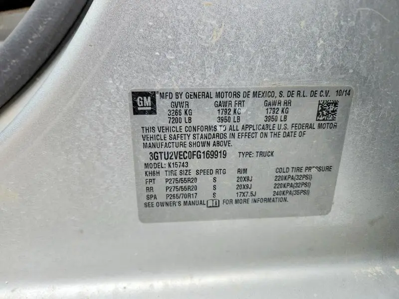 2015 GMC SIERRA K1500 SLT  