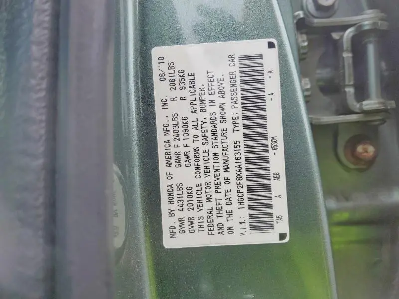 2010 HONDA ACCORD EXL  
