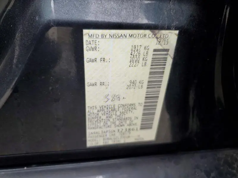 2016 NISSAN ALTIMA 2.5 S  