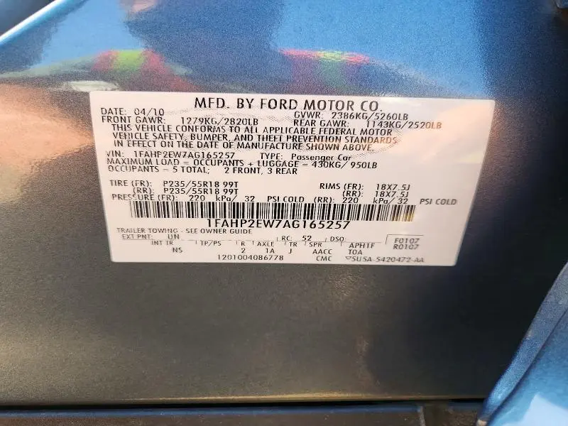 2010 FORD TAURUS   