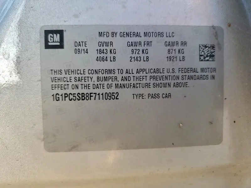 2015 CHEVROLET CRUZE LT  