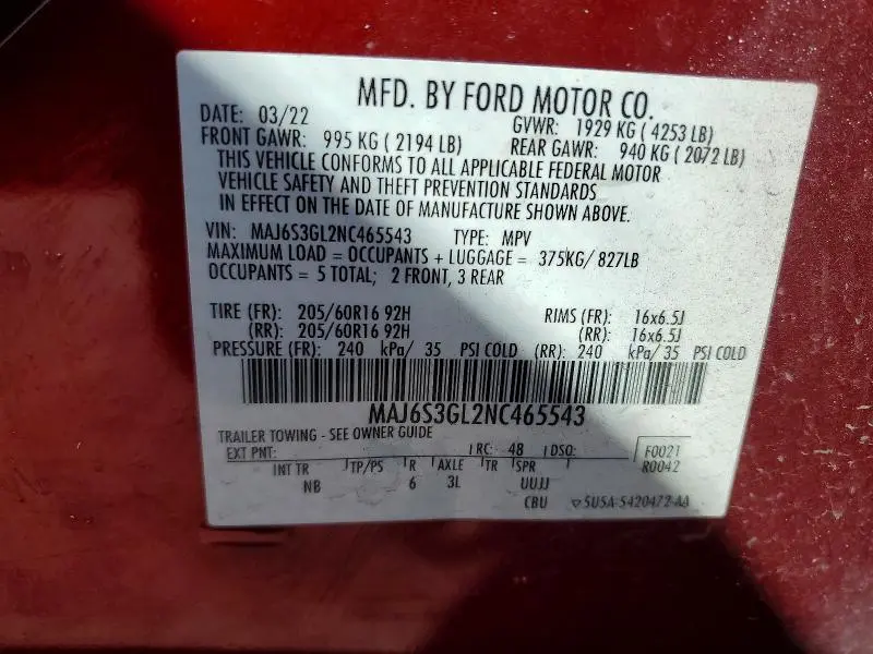 2022 FORD ECOSPORT SE  