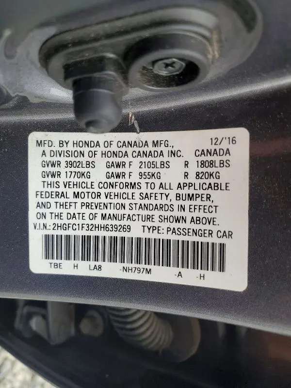 2017 HONDA CIVIC EX  