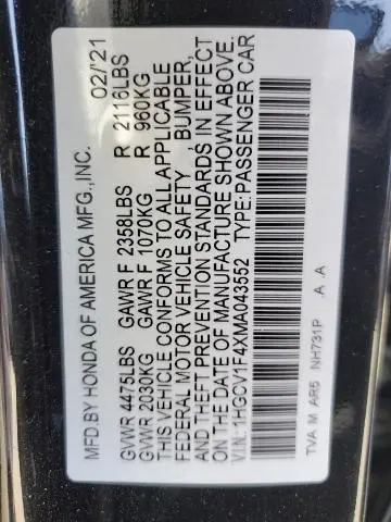 2021 HONDA ACCORD SPORT SE  