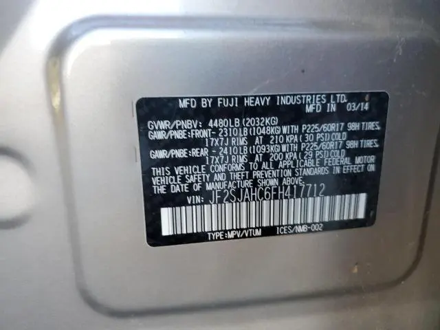 2015 SUBARU FORESTER 2.5I LIMITED  