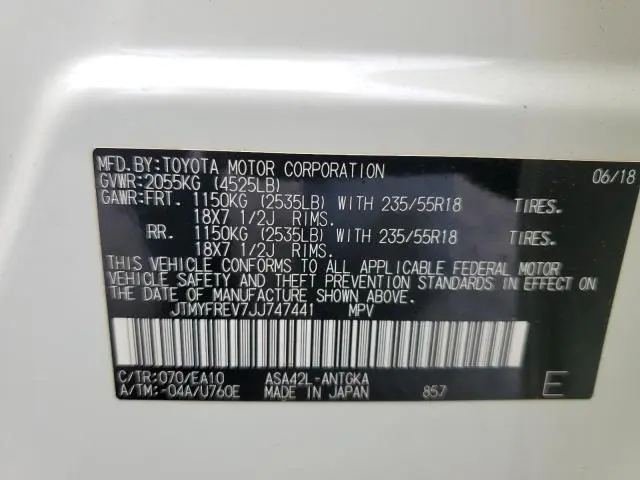 2018 TOYOTA RAV4 LIMITED  