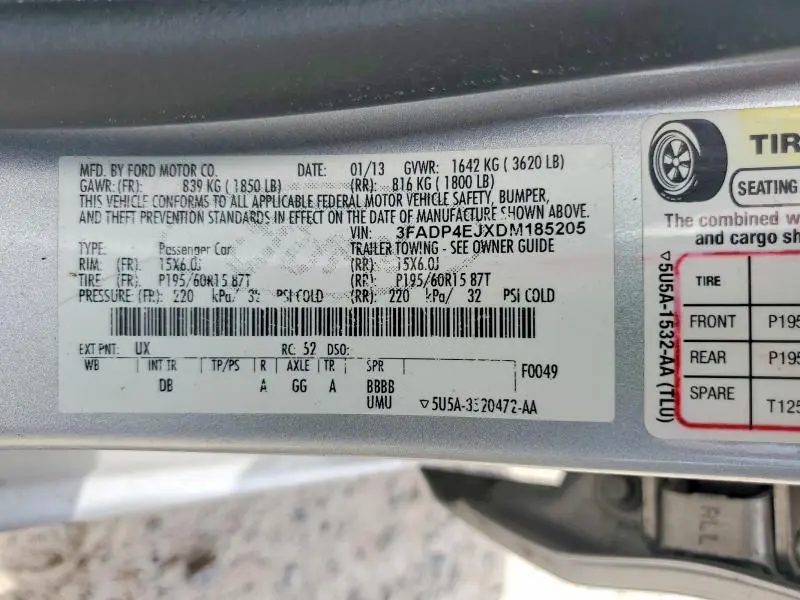 2013 FORD FIESTA S   