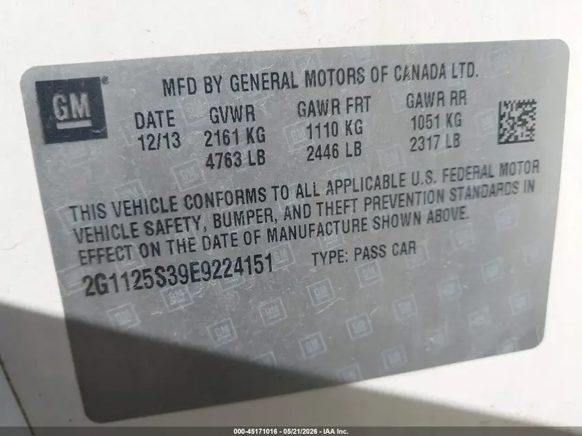 2014 CHEVROLET IMPALA 2LT