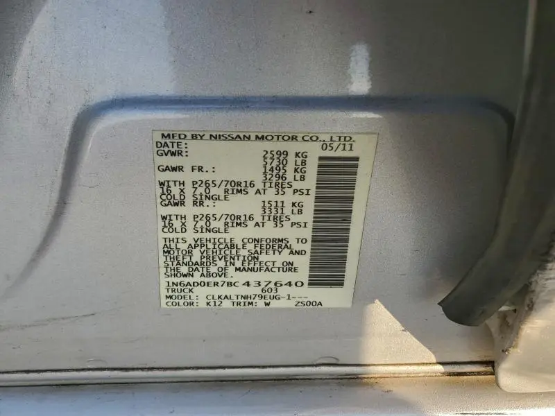 2011 NISSAN FRONTIER S  