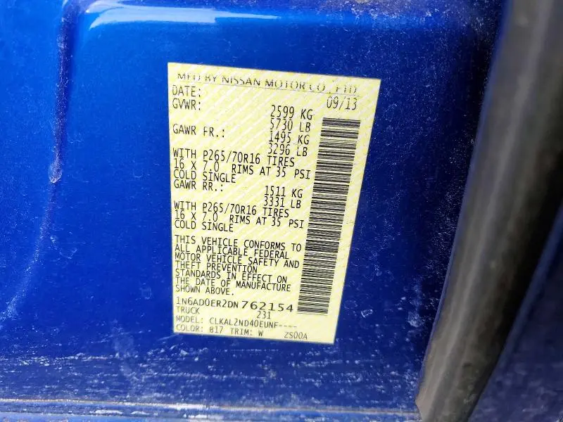 2013 NISSAN FRONTIER S  