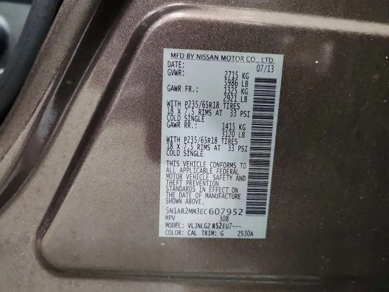 2014 NISSAN PATHFINDER S  