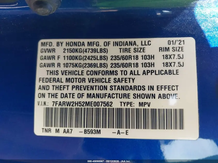 2021 HONDA CR-V AWD EX