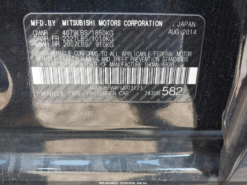 2015 MITSUBISHI LANCER GT