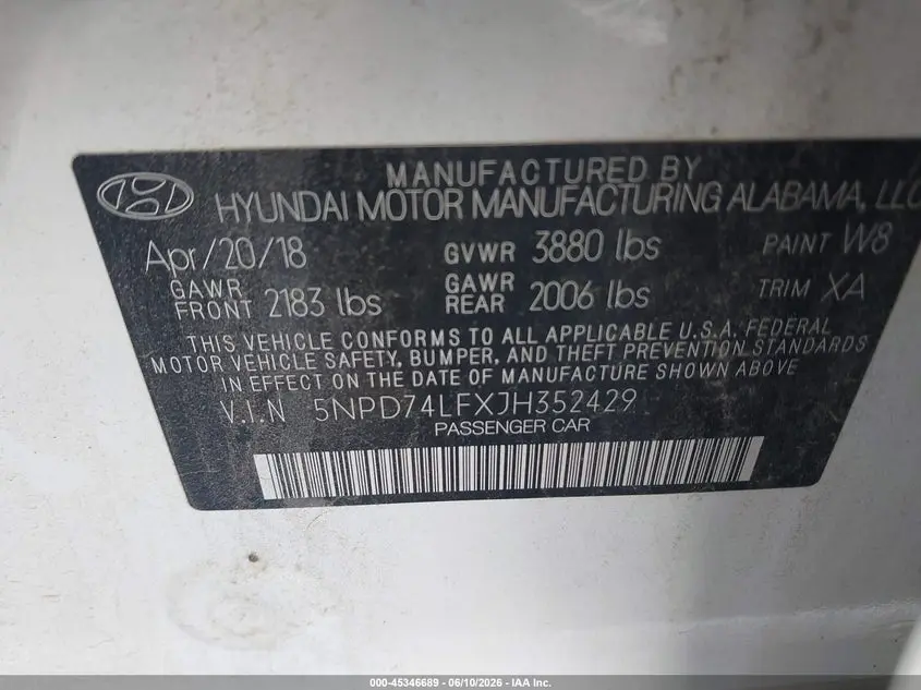 2018 HYUNDAI ELANTRA SE